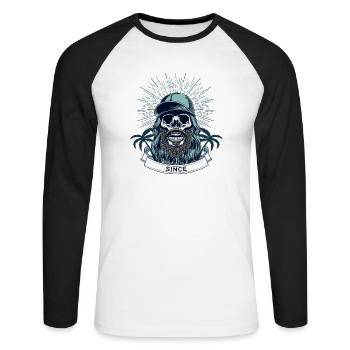 Awesome Since 1976 Vintage Birthday Retro - Unisex Baseballshirt langarm - Weiß/Schwarz - Vorne - Nik (191cm)