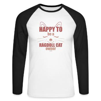 Ragdoll Cat Cat Lovers Chatons Chatons - T-shirt baseball manches longues Homme - blanc/noir - Devant - Nik (191cm)
