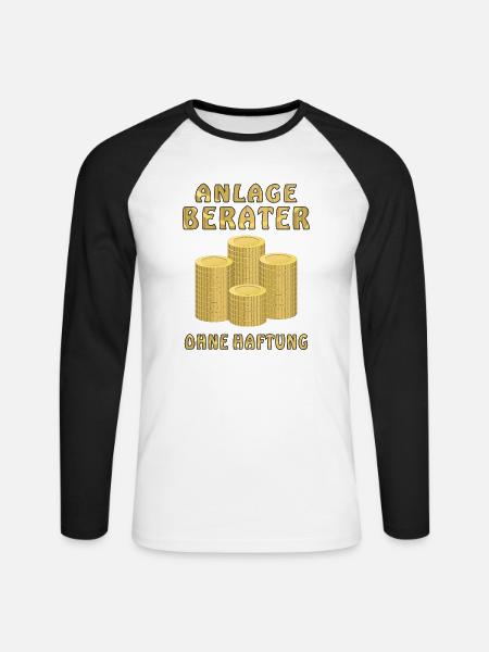 GELD MÜNZEN ANLAGE BERATER - Unisex Baseballshirt langarm - Weiß/Schwarz