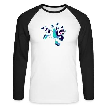 Waschbär Eisschnellauf Wintersport - Unisex Baseballshirt langarm - Weiß/Schwarz - Vorne - Nik (191cm)
