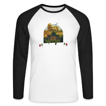 Italie - T-shirt baseball manches longues Homme - blanc/noir - Devant - Nik (191cm)