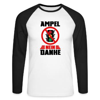 Ampel #Rücktritt der Regierung - Unisex Baseballshirt langarm - Weiß/Schwarz - Vorne - Nik (191cm)