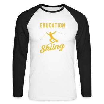 Education for young children is important, but skiing - Unisex Long Sleeve Baseball T-Shirt - white/black - Front - Nik (191cm)