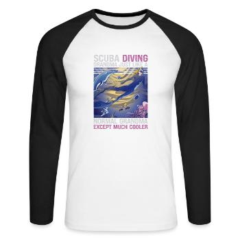 Scuba Diving Gift Underwater Scuba Diver - Unisex Long Sleeve Baseball T-Shirt - white/black - Front - Nik (191cm)