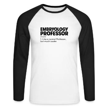 Professeur d’embryologie - T-shirt baseball manches longues Homme - blanc/noir - Devant - Nik (191cm)