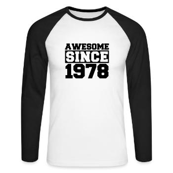 Awesome since 1978 - Unisex Long Sleeve Baseball T-Shirt - white/black - Front - Nik (191cm)