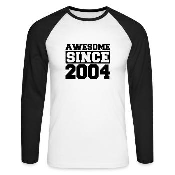 Génial depuis 2004 - T-shirt baseball manches longues Homme - blanc/noir - Devant - Nik (191cm)