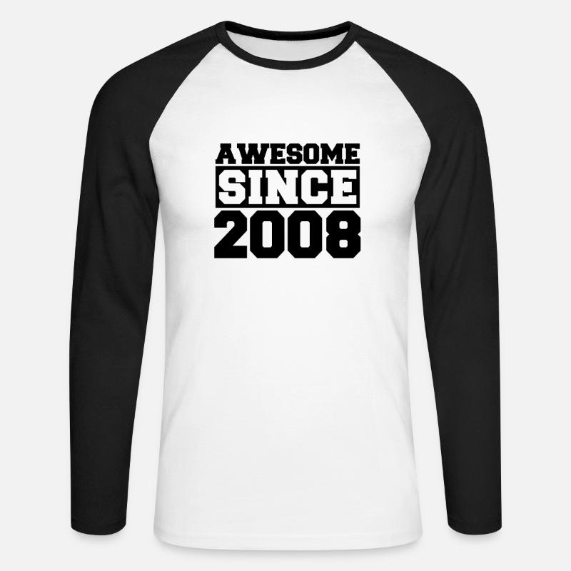 Awesome since 2008 - Unisex Baseballshirt langarm - Weiß/Schwarz