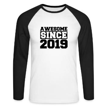 Awesome since 2019 - Unisex Long Sleeve Baseball T-Shirt - white/black - Front - Nik (191cm)