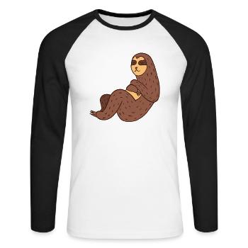 Sloths Make Me Happy You Not So Much - Unisex Long Sleeve Baseball T-Shirt - white/black - Front - Nik (191cm)