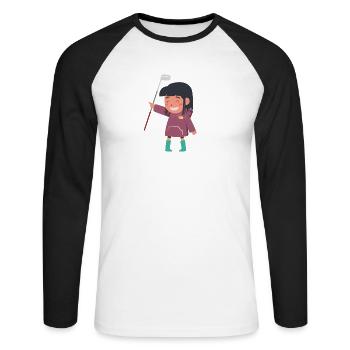 Girl Playing Golf Golfer Golf Ball Saying - Unisex Long Sleeve Baseball T-Shirt - white/black - Front - Nik (191cm)