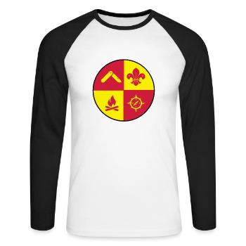 scout , scouting , scoutisme , guide - T-shirt baseball manches longues Homme - blanc/noir - Devant - Nik (191cm)