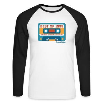 1995 Vintage Vintage Retro Cadeau D’anniversaire - T-shirt baseball manches longues Homme - blanc/noir - Devant - Nik (191cm)