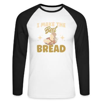 Bread Baking Gift Bakery Quote Baker - Unisex Long Sleeve Baseball T-Shirt - white/black - Front - Nik (191cm)