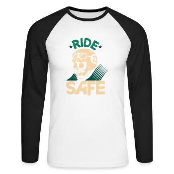 motorrad ride - Unisex Baseballshirt langarm - Weiß/Schwarz - Vorne - Nik (191cm)