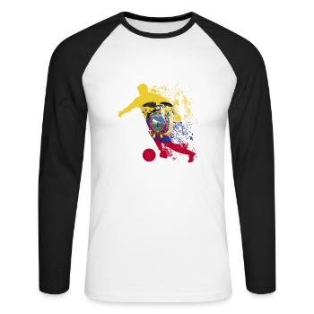 National Team Ecuador Football World Cup - Unisex Long Sleeve Baseball T-Shirt - white/black - Front - Nik (191cm)