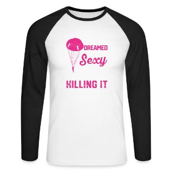 I never dreamed of a sexy parachute - Unisex Long Sleeve Baseball T-Shirt - white/black - Front - Nik (191cm)