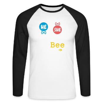 He or She Aunty To Bee Gender Reveal Family Baby - Unisex Baseballshirt langarm - Weiß/Schwarz - Vorne - Nik (191cm)