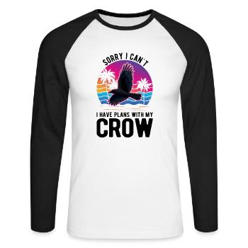 Crow Gift Crow Raven Beetle Breeder - T-shirt baseball manches longues Homme - blanc/noir - Devant - Nik (191cm)