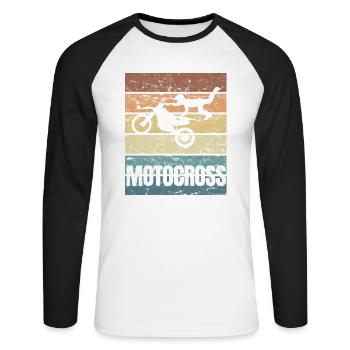 Motocross Motorsport Motocyclisme Dirtbike - T-shirt baseball manches longues Homme - blanc/noir - Devant - Nik (191cm)