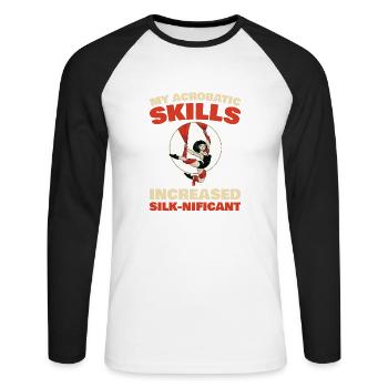 Mes compétences acrobatiques se sont améliorées - T-shirt baseball manches longues Homme - blanc/noir - Devant - Nik (191cm)