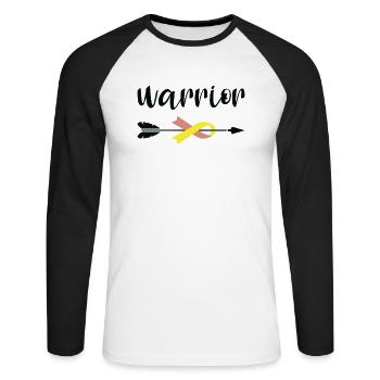Cantilever Ribbon Bladder Cancer - Unisex Long Sleeve Baseball T-Shirt - white/black - Front - Nik (191cm)