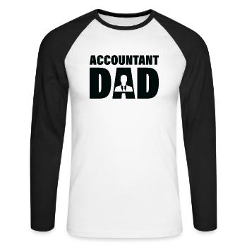 Emploi - Comptable Papa - T-shirt baseball manches longues Homme - blanc/noir - Devant - Nik (191cm)