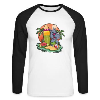 Drôle Rhinoceros Surf Lovers Cool Planche de surf Humour - T-shirt baseball manches longues Homme - blanc/noir - Devant - Nik (191cm)