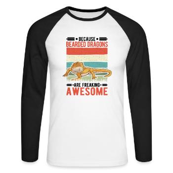 Bearded dragon saying Bearded Dragon - Unisex Long Sleeve Baseball T-Shirt - white/black - Front - Nik (191cm)