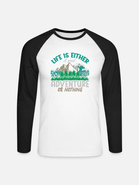 Abenteuer - Unisex Baseballshirt langarm - Weiß/Schwarz