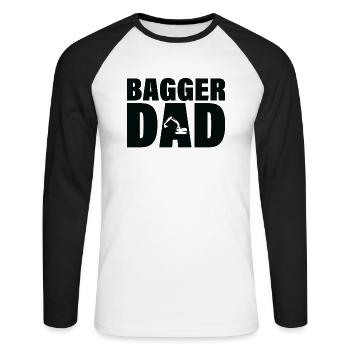 Job - Bagger Dad - Unisex Baseballshirt langarm - Weiß/Schwarz - Vorne - Nik (191cm)