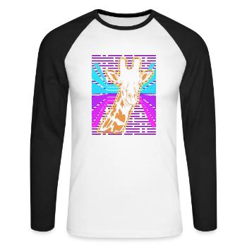 Awesome Giraffe Lover Vapor Wave Designs - Unisex Long Sleeve Baseball T-Shirt - white/black - Front - Nik (191cm)