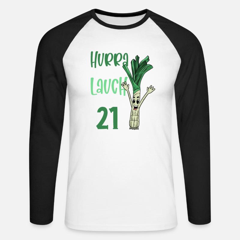 Hurra der Lauch wird 21 - Unisex Baseballshirt langarm - Weiß/Schwarz