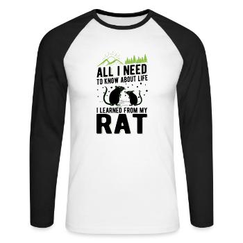Rat Propriétaire de rat domestique - T-shirt baseball manches longues Homme - blanc/noir - Devant - Nik (191cm)
