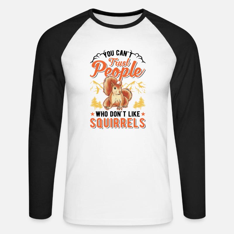 Squirrel Gift Grey Squirrel - Unisex Long Sleeve Baseball T-Shirt - white/black