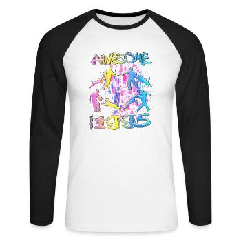 Awesome since 1995. Agility, Hundetraining - Unisex Long Sleeve Baseball T-Shirt - white/black - Front - Nik (191cm)