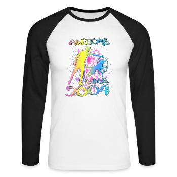 Génial depuis 2004. Agilité, Hundetraining - T-shirt baseball manches longues Homme - blanc/noir - Devant - Nik (191cm)