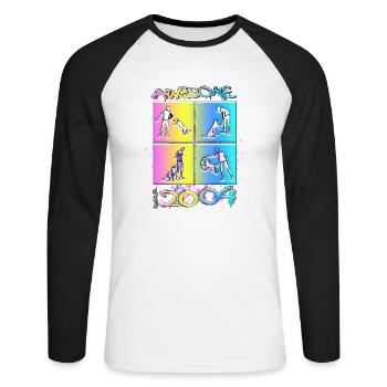 Génial depuis 2004. Agilité, Hundetraining - T-shirt baseball manches longues Homme - blanc/noir - Devant - Nik (191cm)