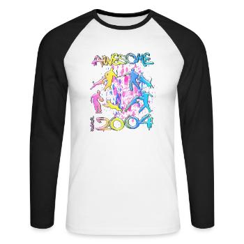 Génial depuis 2004. Agilité, Hundetraining - T-shirt baseball manches longues Homme - blanc/noir - Devant - Nik (191cm)