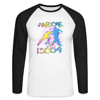 Génial depuis 2004. Agilité, Hundetraining - T-shirt baseball manches longues Homme - blanc/noir - Devant - Nik (191cm)