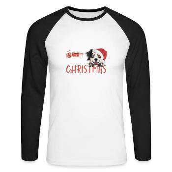 Australian Shepherd Merry Christmas - Unisex Long Sleeve Baseball T-Shirt - white/black - Front - Nik (191cm)