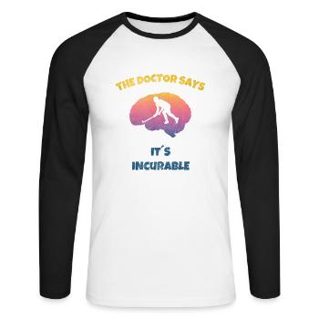 Field Hockey Indoor Hockey Shirt Field Hockey - Brain - Unisex Long Sleeve Baseball T-Shirt - white/black - Front - Nik (191cm)