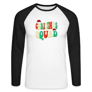 Cool Vintage Christmas Design Christmas Squad - Unisex Long Sleeve Baseball T-Shirt - white/black - Front - Nik (191cm)