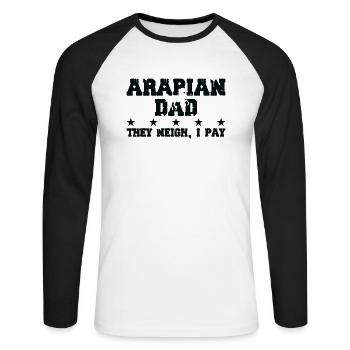 Père du cheval - Arabe - T-shirt baseball manches longues Homme - blanc/noir - Devant - Nik (191cm)