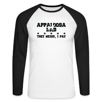 Pferdedad - Appaloosa - Unisex Long Sleeve Baseball T-Shirt - white/black - Front - Nik (191cm)
