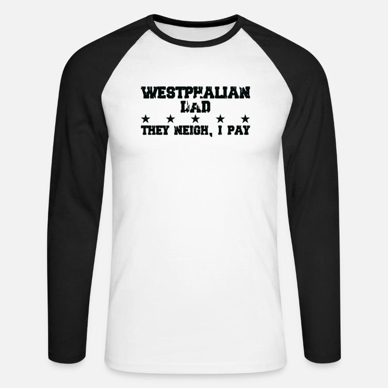 Pferdedad - Westfalianer - Unisex Baseballshirt langarm - Weiß/Schwarz