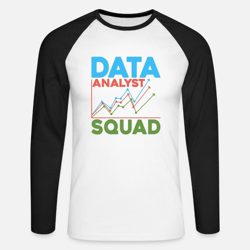 Data Analyst Squad 5 - Unisex Baseballshirt langarm - Weiß/Schwarz