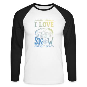 I Love Snow - Unisex Baseballshirt langarm - Weiß/Schwarz - Vorne - Nik (191cm)