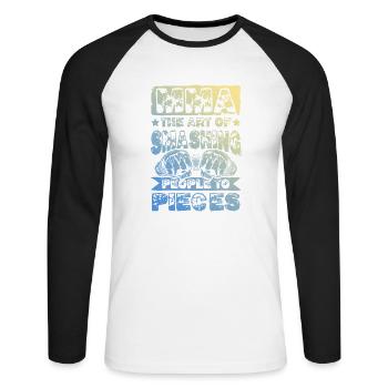 Mma Mixed matrial arts - Unisex Long Sleeve Baseball T-Shirt - white/black - Front - Nik (191cm)