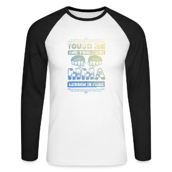 Mma Arts académiques mixtes - T-shirt baseball manches longues Homme - blanc/noir - Devant - Nik (191cm)